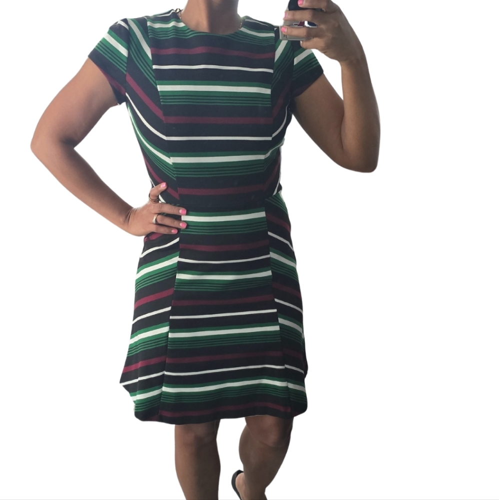Michael Kors Black, Green, and Red Striped Garment
